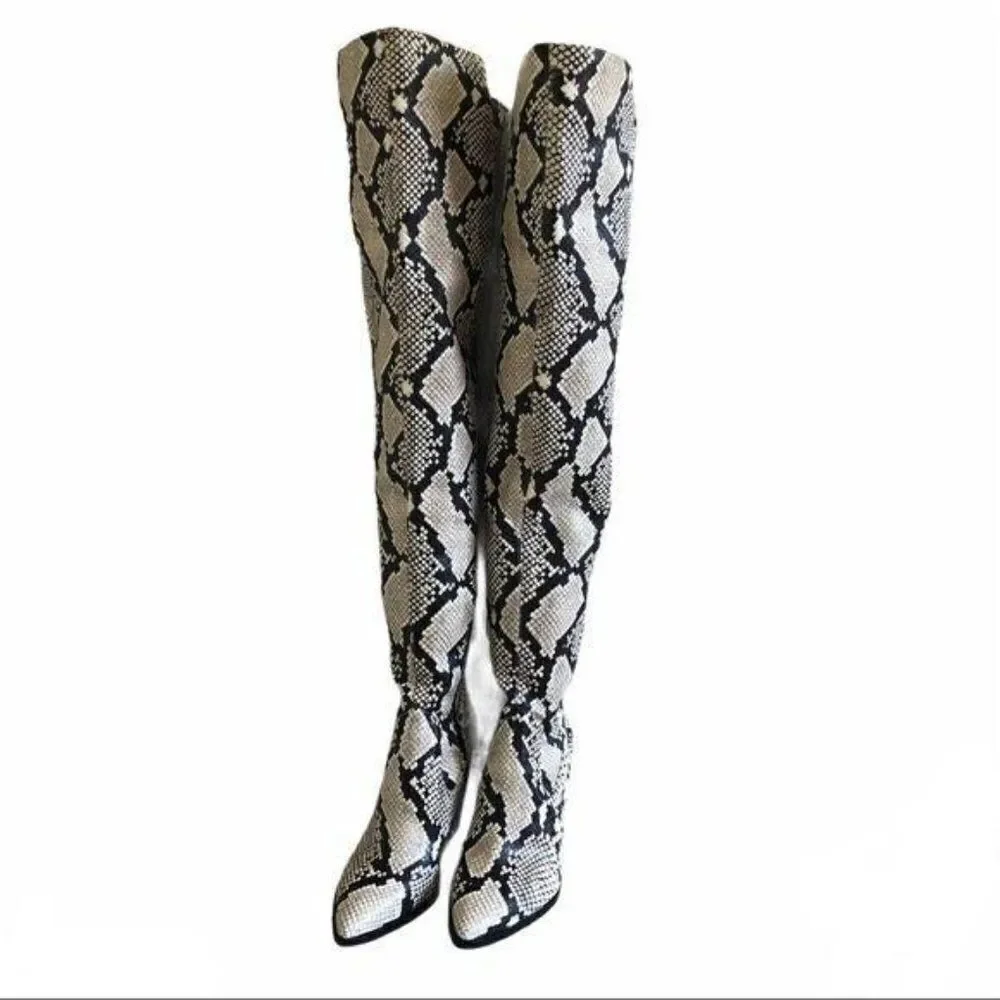 Vince Camuto Cottara Over the Knee Snakeskin Boots US 6 EU 36.5